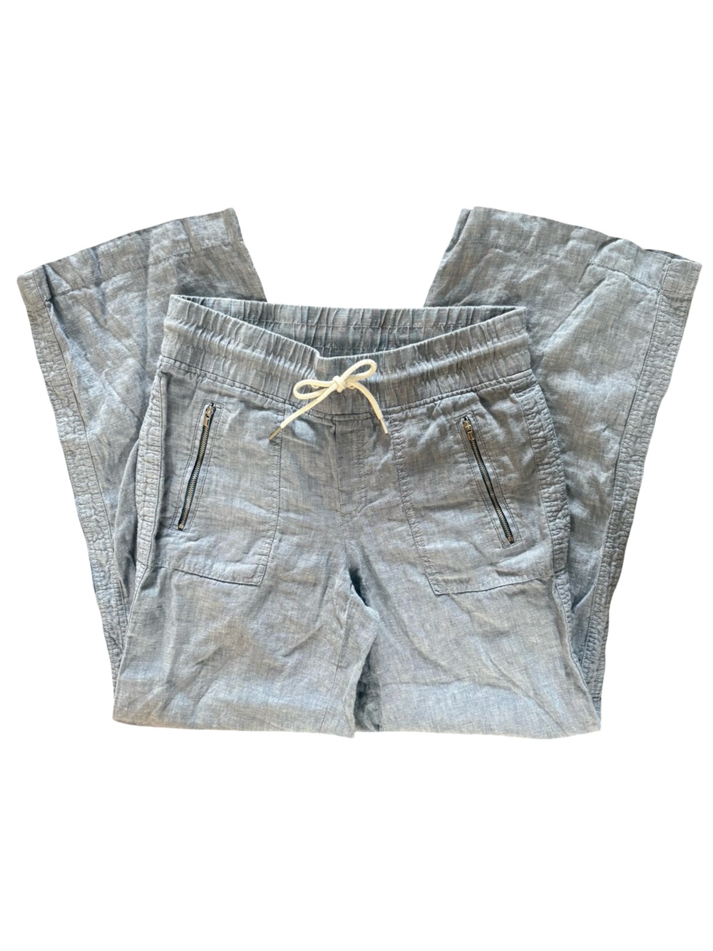 Athleta Light Blue Wide Leg LINEN Women’s Drawstring Pants NWOT Size 4